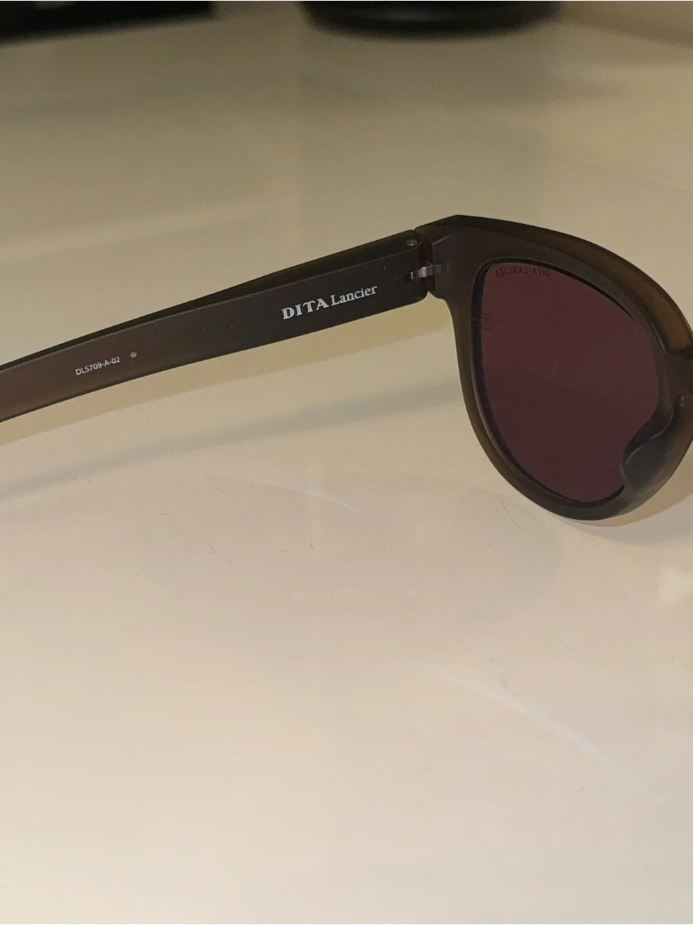 Polarized DITA Brown Matte Round Sunglasses with Rose-Brown Lenses